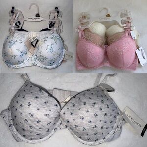 Laura Ashley Jessica Push Up Bra Set Of 7 Bras 36C 36 C Underwire Lined NWT New